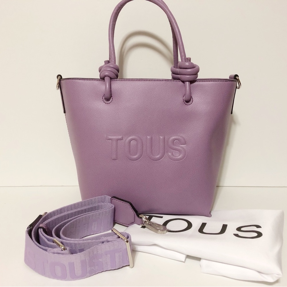 🌸New Tous Lilac Small Zip Closure Tote Bag With Strap